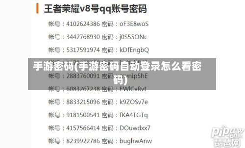 手游密码(手游密码自动登录怎么看密码)